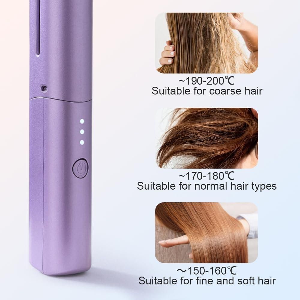 Meneflix Portable Mini Hair Straightener Cordless Rechargeable Mini Adjustable Hair Straightener Hot Comb f8854e-dc