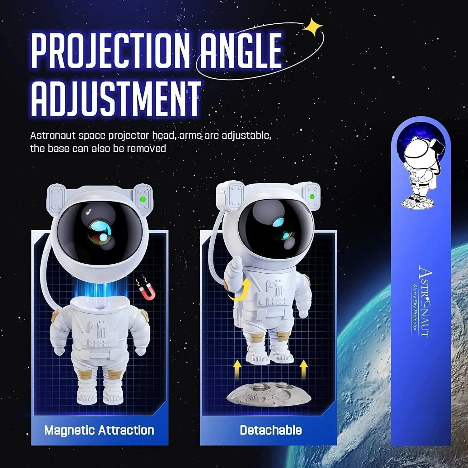 Astronaut Galaxy Projector - 360 Magnetic Head Rotation, Remote Control f8854e-dc